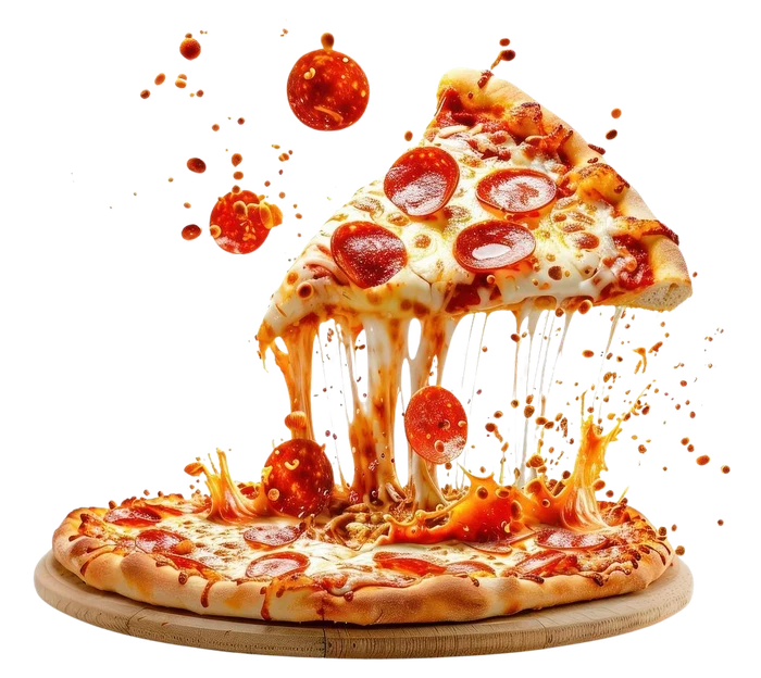 Pizza with a cheese pull from SLYCE Pizza Cafe in Azizi Riviera, Dubai